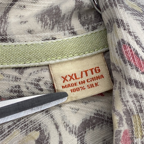 tommy bahama men 100% silk short sleeve button up shirt 2xl geometric gray - Picture 6 of 7